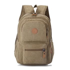 Casual Canvas Backpack Men's Large Capacity Bag (Option: Khaki-28cmx39cmx17cm)