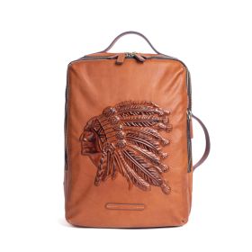 First Layer Cowhide Men's Backpack (Color: brown)