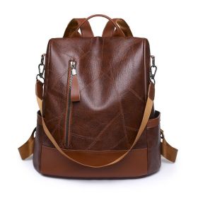 Soft Leather Large Capacity Backpack (Option: Dark Brown-Average Size)