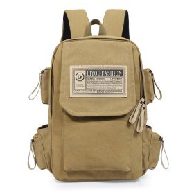 Canvas Leisure Sports Travel Backpack (Color: Khaki)