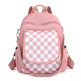 Lightweight Contrast Color Nylon Canvas Backpack (Color: Pink)