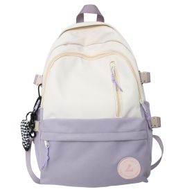 Large Capacity Schoolbag Student Minimalist Versatile Backpack (Option: Purple With Pendant)