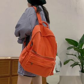 Retro Large Capacity Lazy Washed Canvas Backpack (Color: Orange)