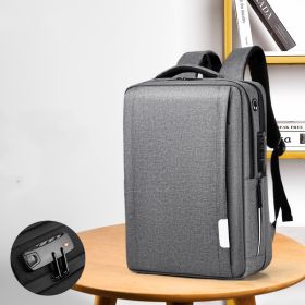 Men's And Women's Fashion Casual USB Charging Backpack (Option: Light Gray-15.6inch)