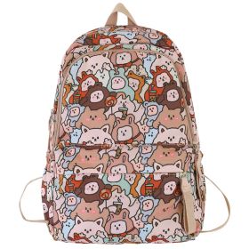 Large Capacity Mori Style Student New Graffiti Backpack (Option: Pink-Schoolbag Without Pendant)