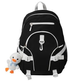 Large Capacity Student Backpack Stylish And Simple (Option: Black-Pendant Included)