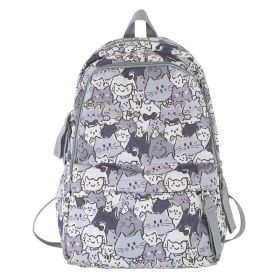 Large Capacity Mori Style Student New Graffiti Backpack (Option: Grey-Schoolbag Without Pendant)