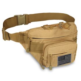 EDC Fanny Pack - Tactical Pouch with USA Flag Patch (Product Color: Tan)