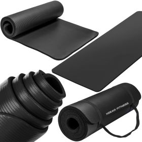 Thick Travel Yoga Mat with Carrying Strap (Product Color: Black)