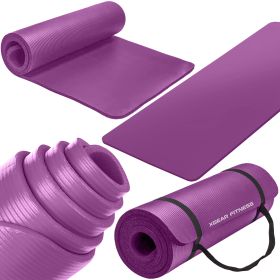 Thick Travel Yoga Mat with Carrying Strap (Product Color: Purple)