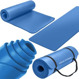 Thick Travel Yoga Mat with Carrying Strap (Product Color: Blue)